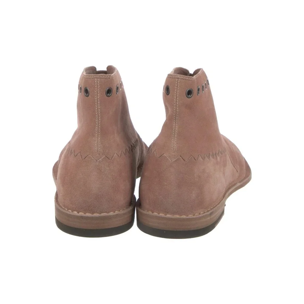Bottega Veneta‎ Mens Tan Suede Desert Chukka Boots Zig Zag Stitch Size 9.5 42.5